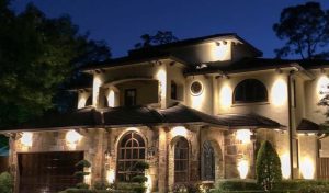 A property is secured by adding outdoor security lights to the exterior