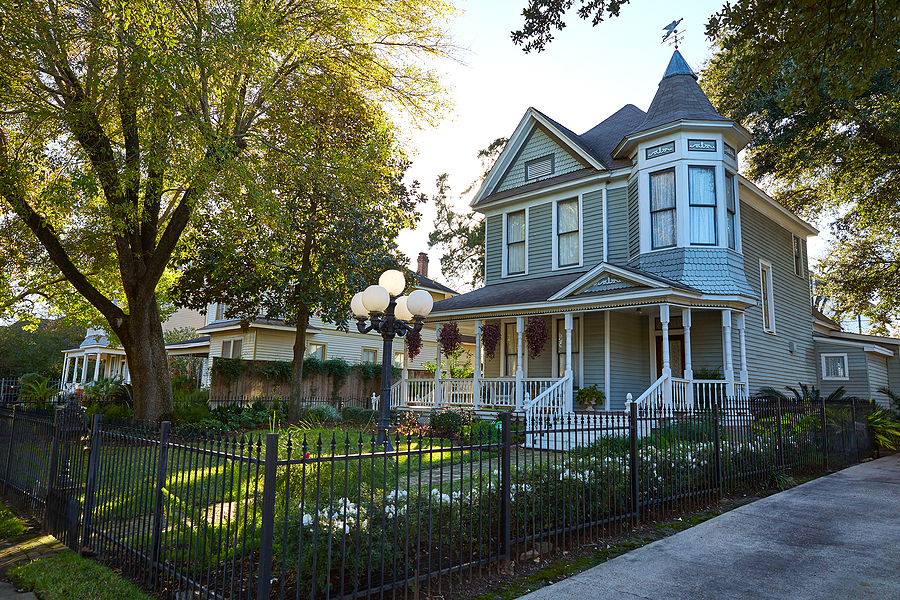 Exterior lighting update Houston heights victorian style house in Texas