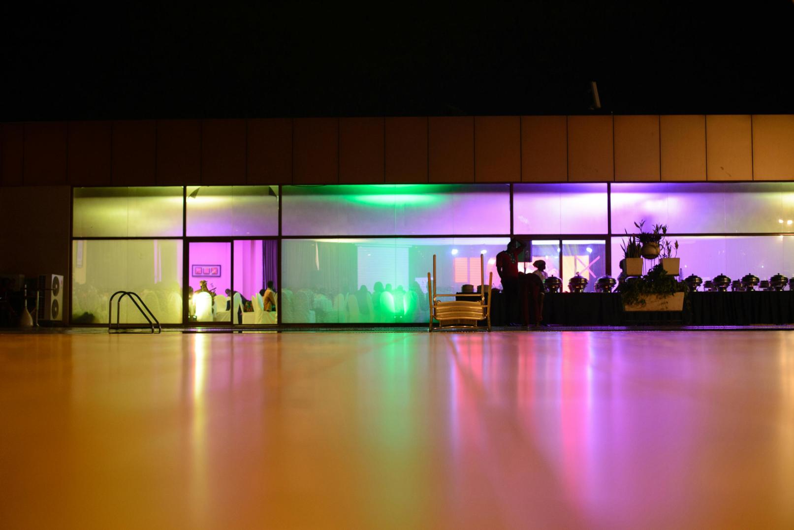 Coloredlights on hall. Color-Tunable