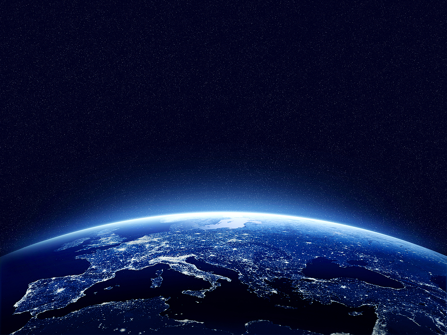 Photo of earth with a large amount of light highlighting what it looks like without DarkSky Approved lights.