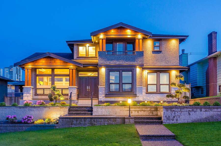 house increases value with outdoor lighting